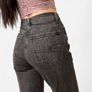 American Eagle Outfitters High-Rise Washed Black Straight Jeans